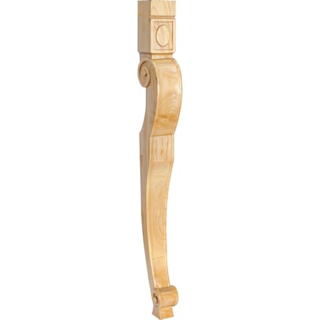 Hardware Resources 2-3/4" Wx2-3/4"Dx31"H Rubberwood Baroque Leg LEGD-1RW
